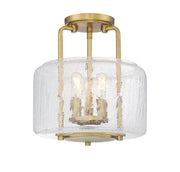 Avalon 3-Light Semi-Flush in Warm Brass