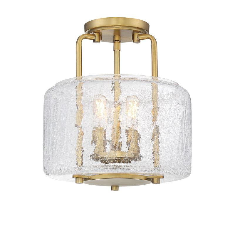 Avalon 3-Light Semi-Flush in Warm Brass