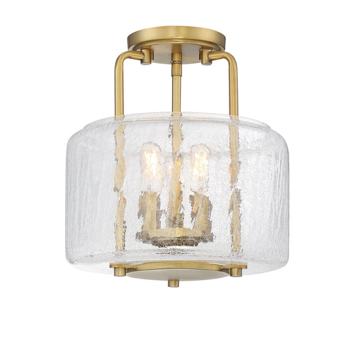 Avalon 3-Light Semi-Flush in Warm Brass