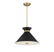 Lamar 3-Light Pendant in Black with Warm Brass Accents