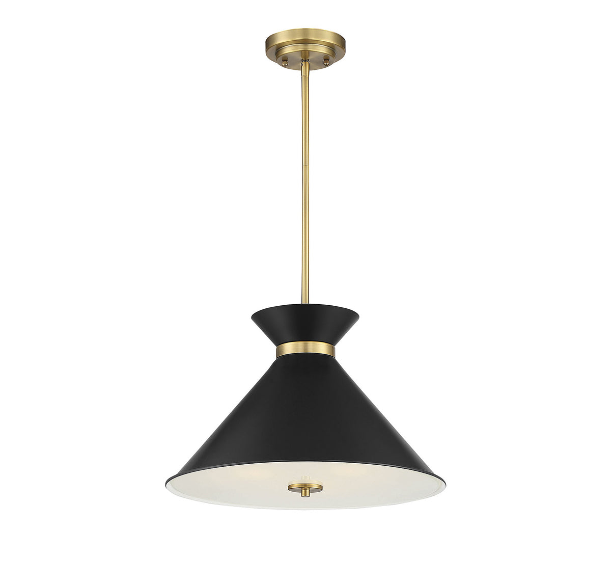 Lamar 3-Light Pendant in Black with Warm Brass Accents