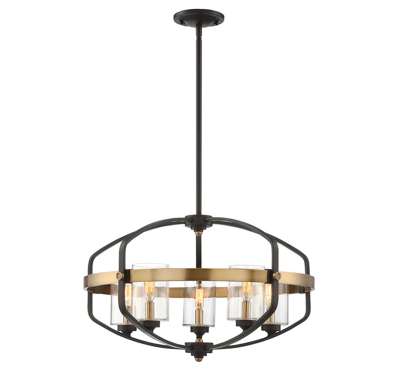 Kirkland 5-Light Pendant in English Bronze & Warm Brass
