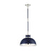 Corning 1-Light Pendant in Navy with Polished Nickel Accents