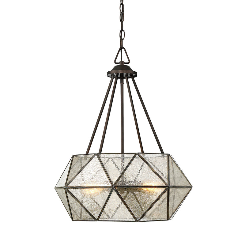 Tartan 4-Light Pendant in Oiled Burnished Bronze