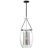 Dunbar 1-Light Pendant in Matte Black with Polished Chrome Accents