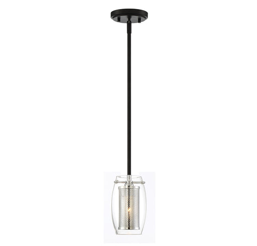 Dunbar 1-Light Mini-Pendant in Matte Black with Polished Chrome Accents