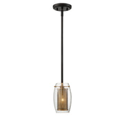 Dunbar 1-Light Mini-Pendant in Warm Brass with Bronze accents