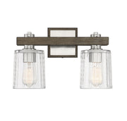 Halifax 2-Light Bath in Satin Nickel with Gray Wood
