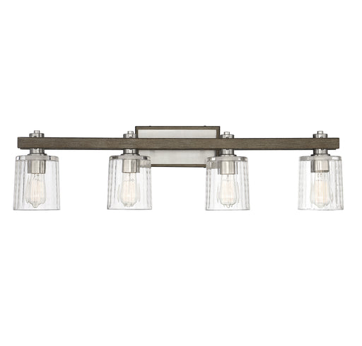 Halifax 4-Light Bath in Satin Nickel with Gray Wood