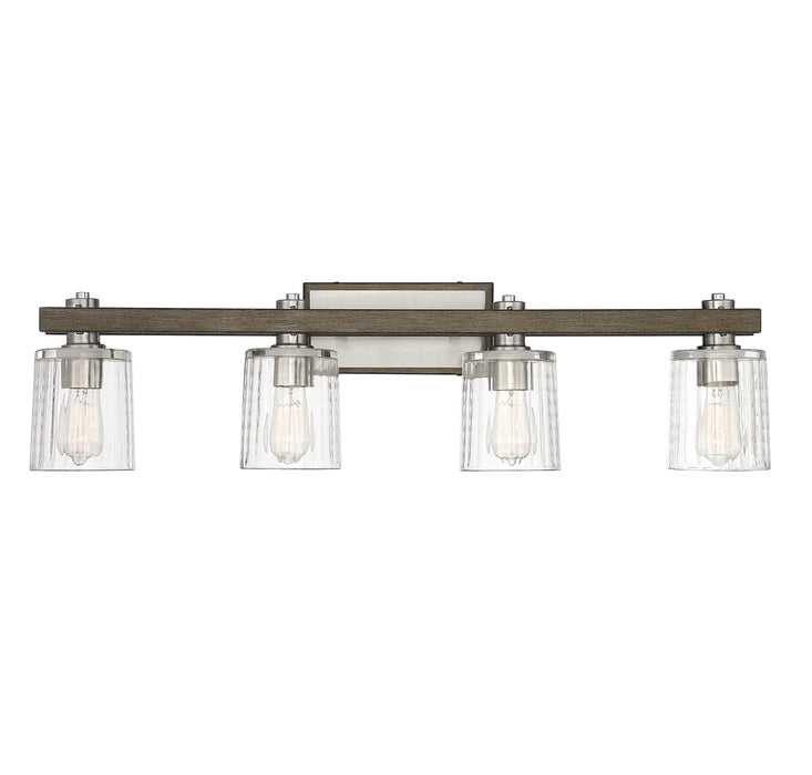 Halifax 4-Light Bath in Satin Nickel with Gray Wood