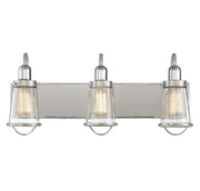 Lansing 3-Light Bath Vanity in Satin Nickel with Polished Nickel Accents