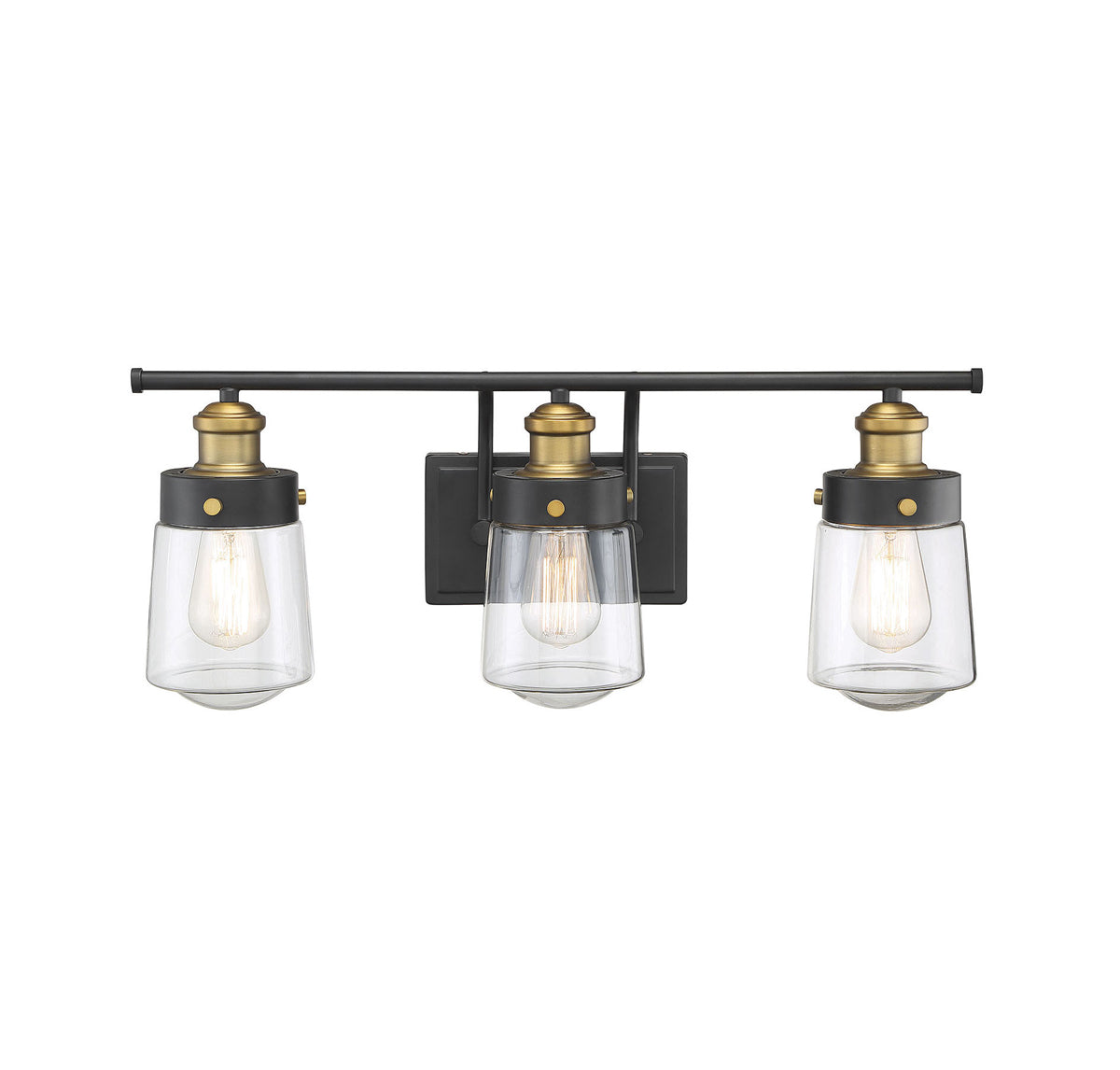 Macauley 3-Light Bath in Vintage Black With Warm Brass