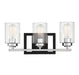 Redmond 3-Light Bath Vanity in Matte Black with Polished Chrome Accents