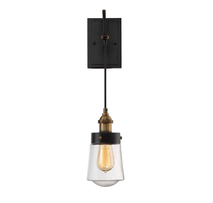 Macauley 1-Light Sconce in Vintage Black with Warm Brass