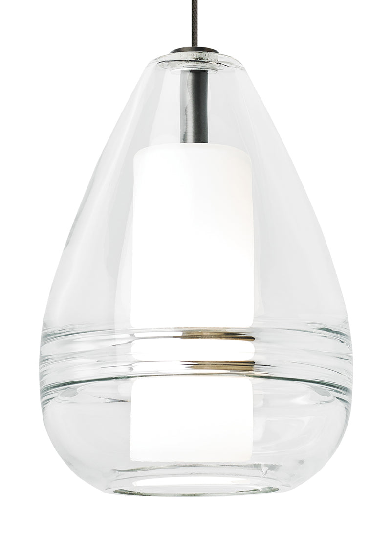 Mini Ella Pendant in Satin Nickel with Clear