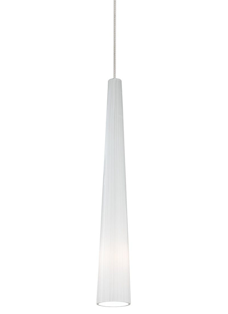 Zenith Small Pendant in Satin Nickel with White