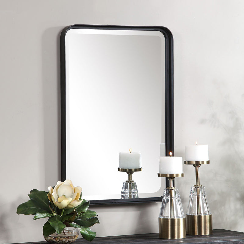 Uttermost's Croften Black Vanity Mirror Designed by Grace Feyock - Lamps Expo