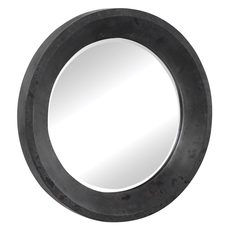 Uttermost's Frazier Round Industrial Mirror Designed by John Kowalski - Lamps Expo