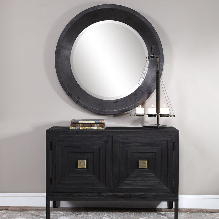 Uttermost's Frazier Round Industrial Mirror Designed by John Kowalski - Lamps Expo