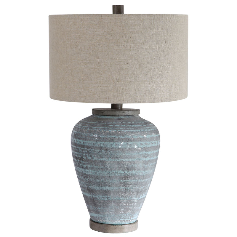 Uttermost's Pelia Light Aqua Table Lamp Designed by John Kowalski - Lamps Expo