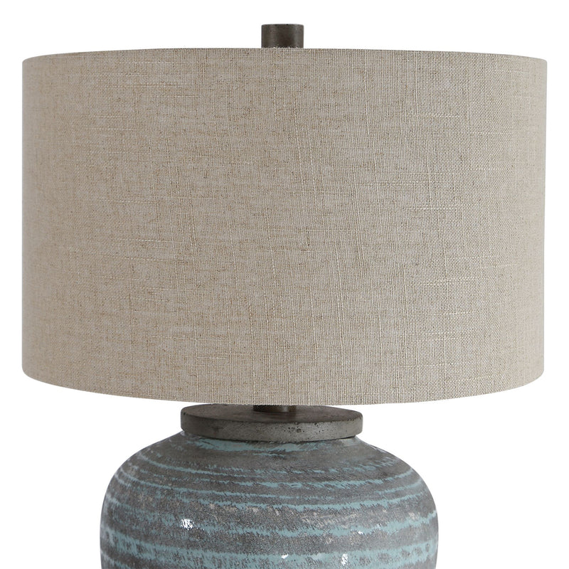 Uttermost's Pelia Light Aqua Table Lamp Designed by John Kowalski - Lamps Expo