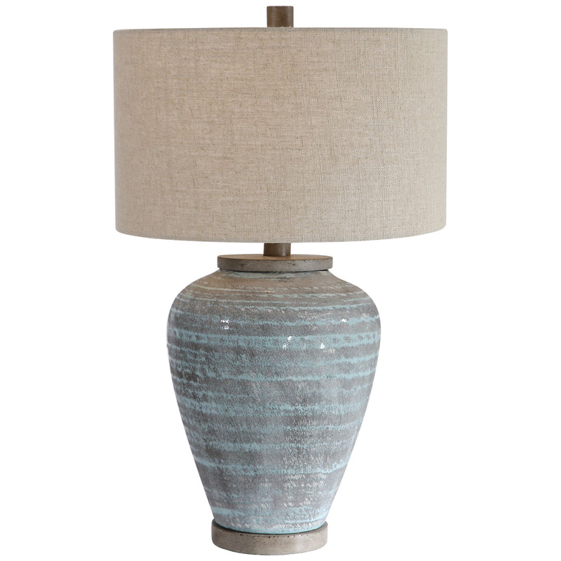 Uttermost's Pelia Light Aqua Table Lamp Designed by John Kowalski - Lamps Expo