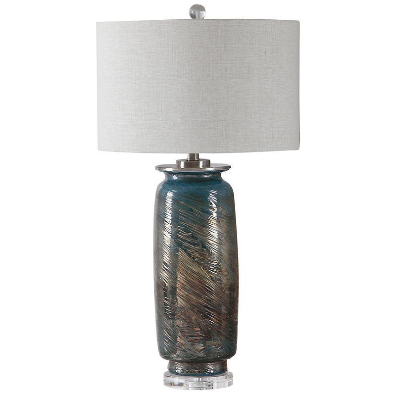 Uttermost's Olesya Swirl Glass Table Lamp Designed by Jim Parsons - Lamps Expo