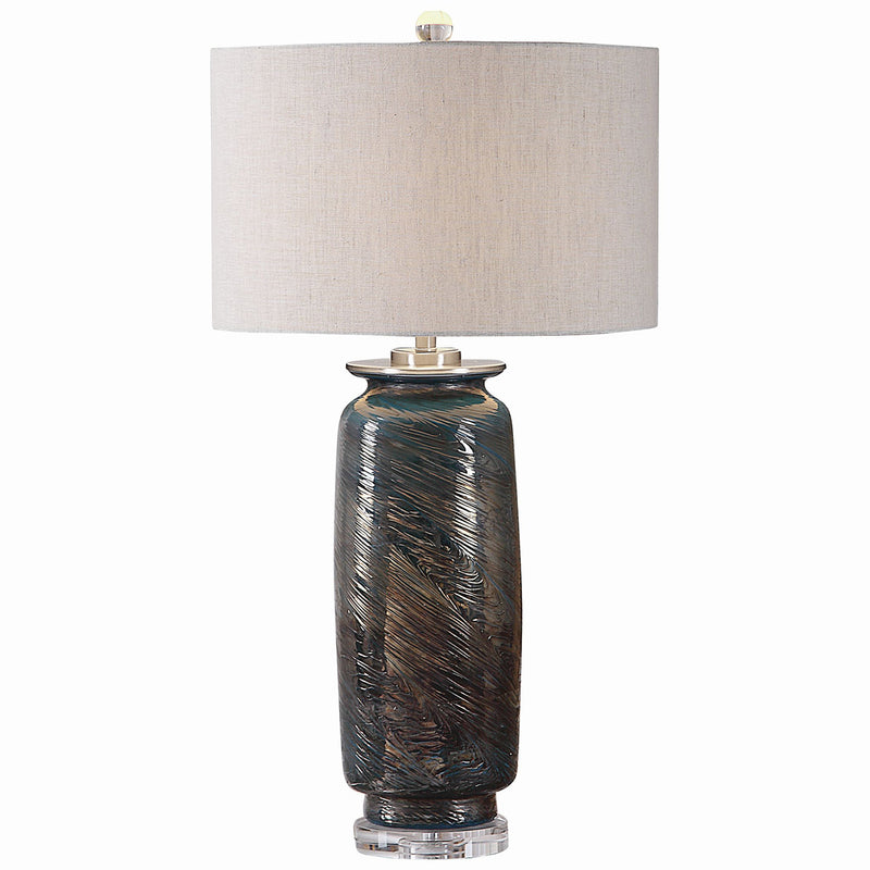 Uttermost's Olesya Swirl Glass Table Lamp Designed by Jim Parsons - Lamps Expo