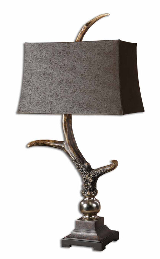 Uttermost's Stag Horn Dark Shade Table Lamp Designed by Carolyn Kinder