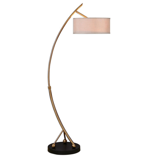 Uttermost's Vardar Curved Brass Floor Lamp Designed by David Frisch - Lamps Expo