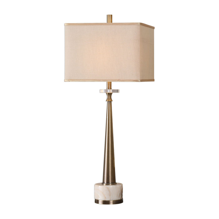Uttermost's Verner Tapered Brass Table Lamp Designed by David Frisch - Lamps Expo