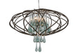 Area 51 5-Light Pendant in New Bronze with Handmade Recycled Glass Drops - Lamps Expo