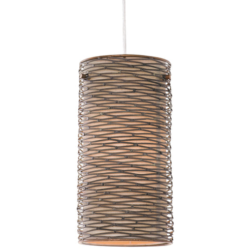 Flow 1-Light Mini-Pendant in Hammered Ore with Fabric Shade - Lamps Expo