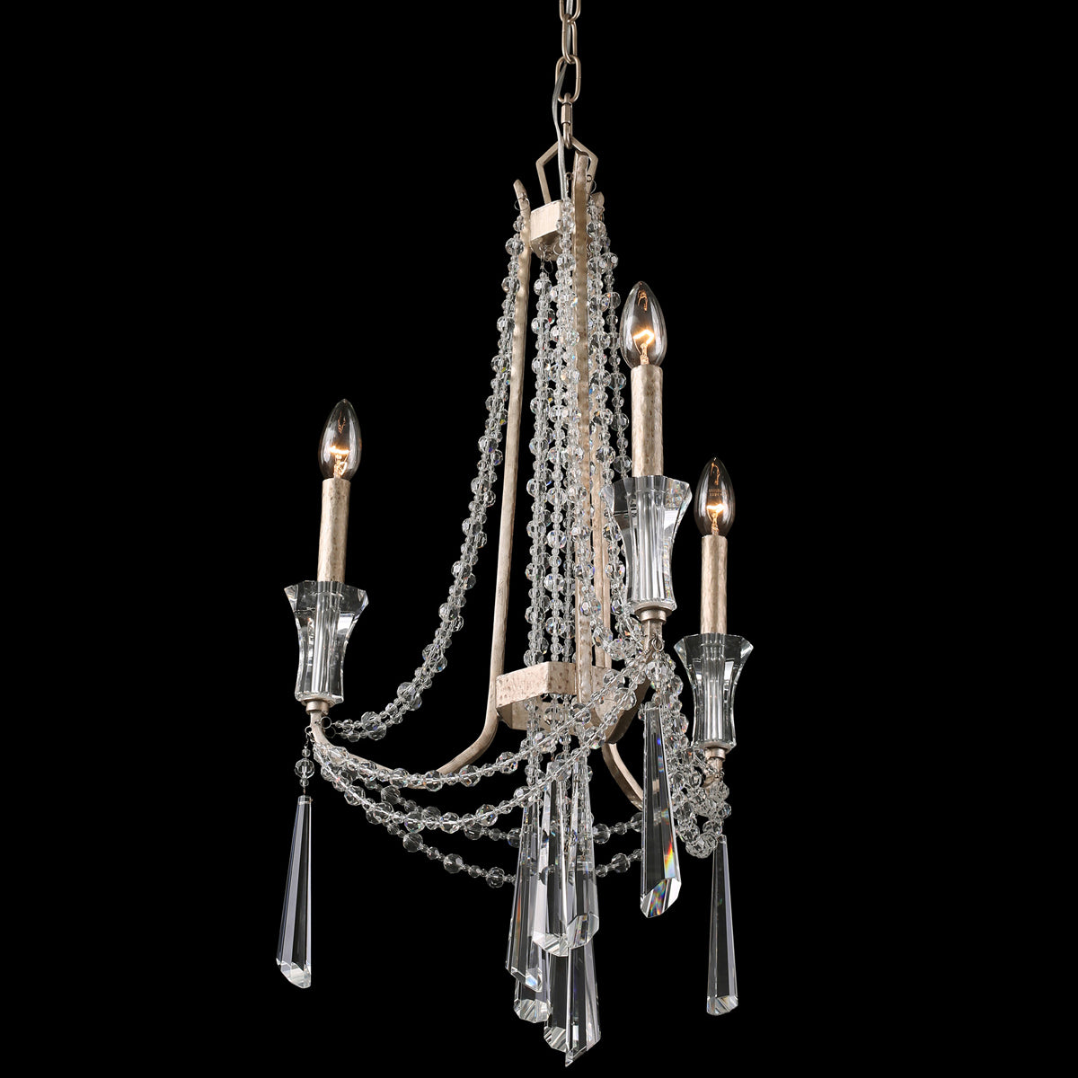 Barcelona 3-Light Chandelier in Transcend Silver with Heirloom-Quality Optic Crystal - Lamps Expo