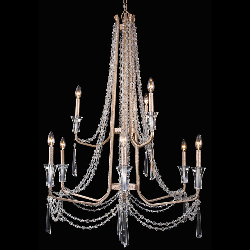 Barcelona 9-Light Chandelier in Transcend Silver with Heirloom-Quality Optic Crystal - Lamps Expo
