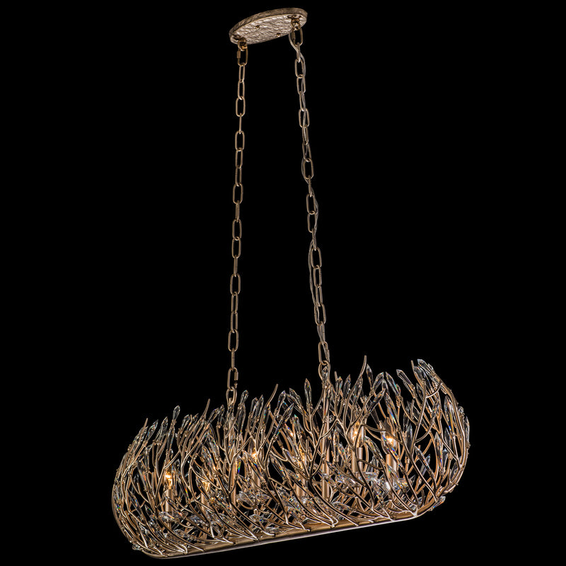 Bask 6-Light Linear Pendant in Gold Dust with Premium Pre-Installed Crystal - Lamps Expo