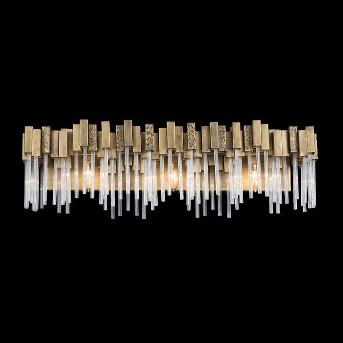 Matrix 3-Light Bath Sconce in Havana Gold with Clear Fluted Glass - Lamps Expo