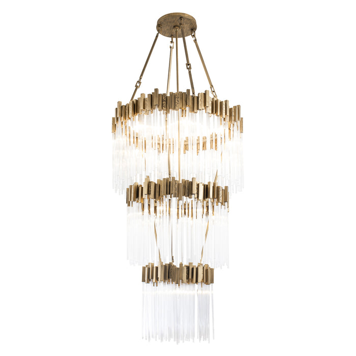 Matrix 19-Light Chandelier in Havana Gold with Clear Fluted Glass - Lamps Expo