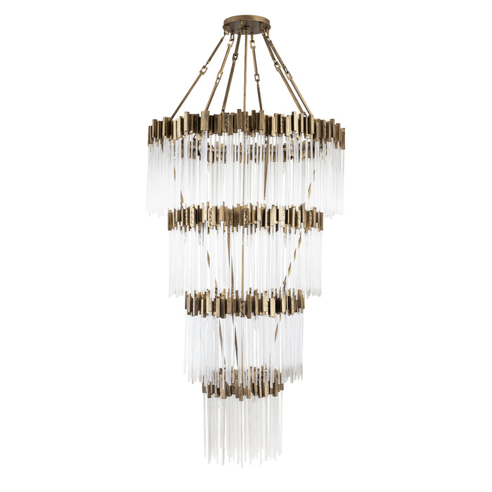 Matrix 30-Light Chandelier in Havana Gold with Clear Fluted Glass - Lamps Expo