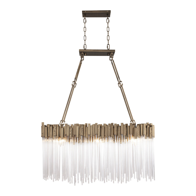 Matrix 6-Light Linear Pendant in Havana Gold with Clear Fluted Glass - Lamps Expo