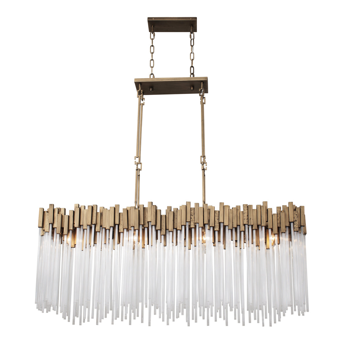 Matrix 8-Light Linear Pendant in Havana Gold with Clear Fluted Glass - Lamps Expo