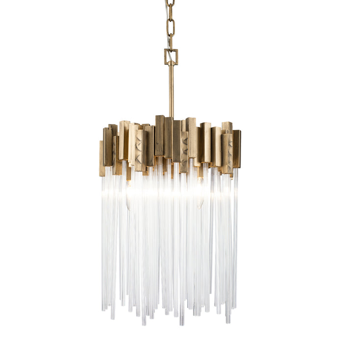 Matrix 3-Light Pendant in Havana Gold with Clear Fluted Glass - Lamps Expo
