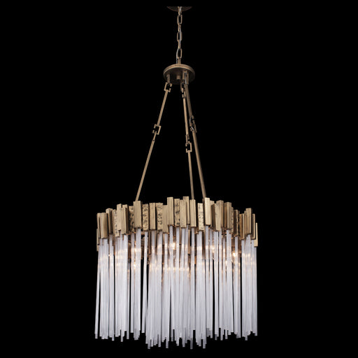 Matrix 9-Light Pendant in Havana Gold with Clear Fluted Glass - Lamps Expo