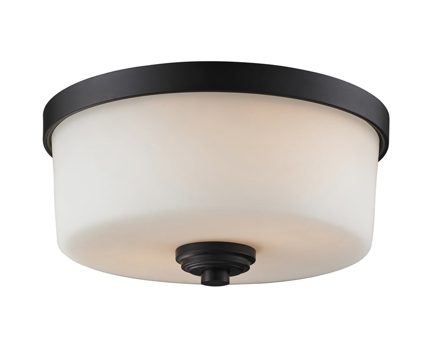 Arlington 2-Light Flush Mount in Bronze with Matte Opal Glass - Lamps Expo