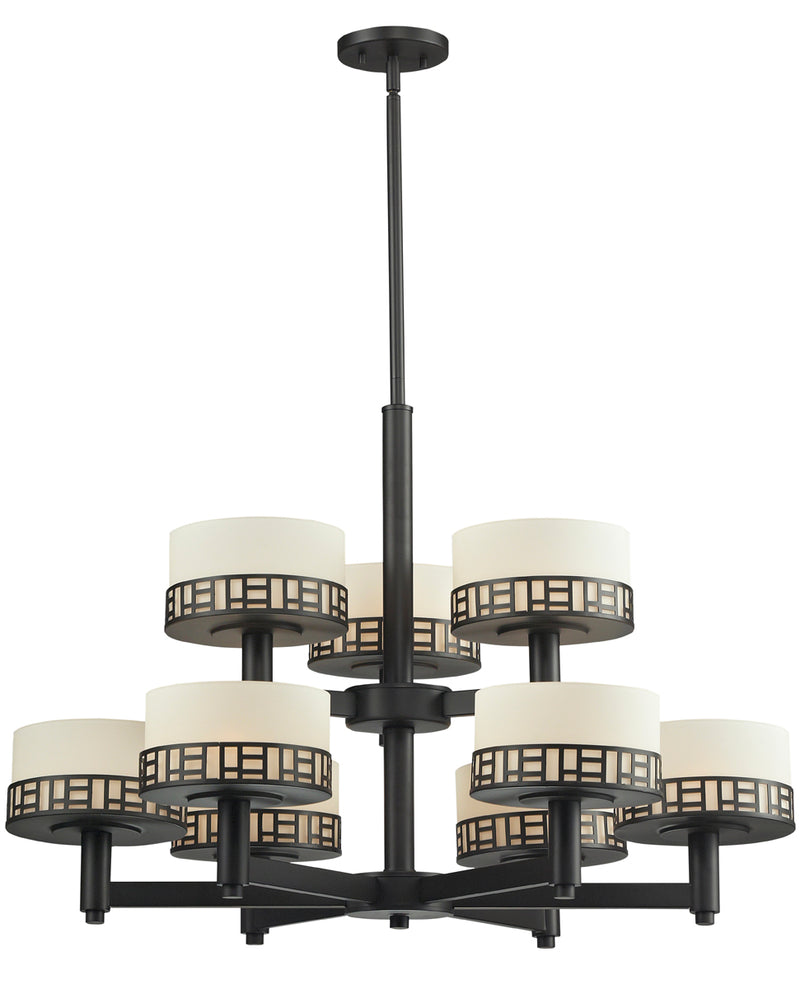 Elea 9-Light Chandelier in Bronze with Matte Opal Glass - Lamps Expo