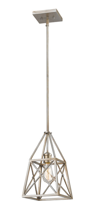 Tressle 1-Light Mini Pendant in Antique Silver with Antique Silver Shade - Lamps Expo