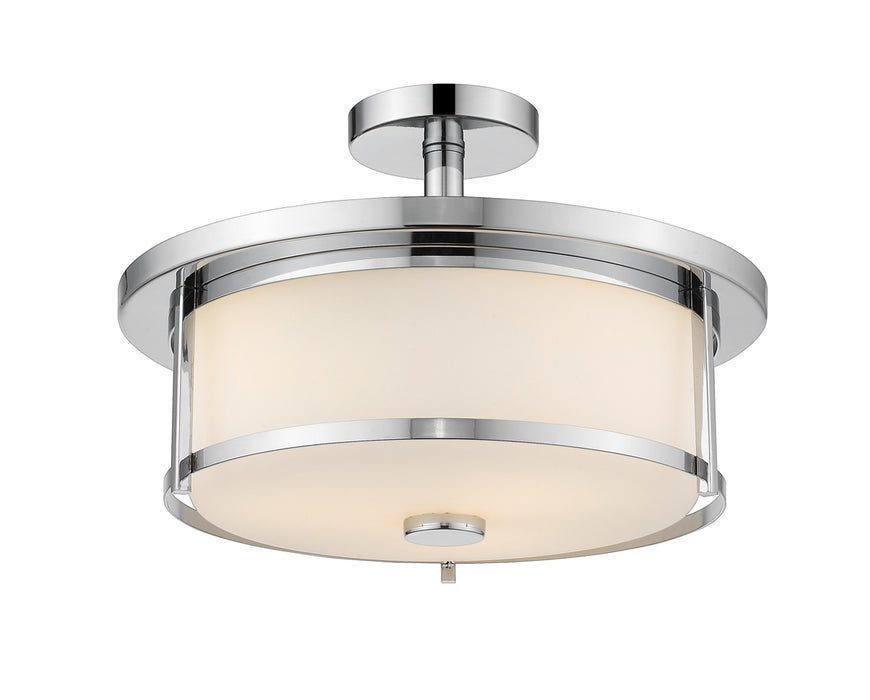 Savannah 3-Light Semi Flush Mount in Chrome with Matte Opal Glass - Lamps Expo
