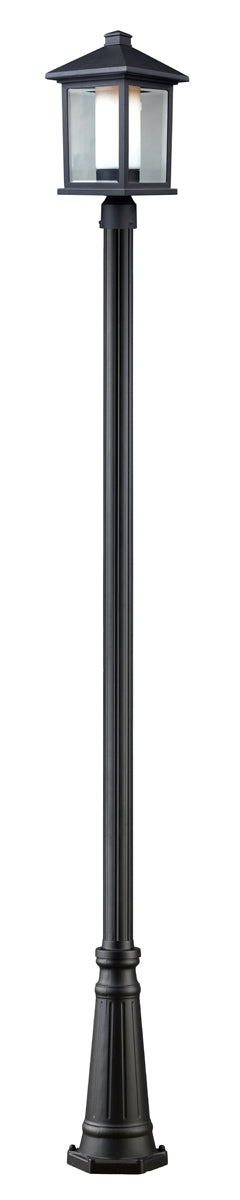 Mesa 1-Light Outdoor Post-Light in Black with Clear Beveled / Matte Opal Glass - Lamps Expo