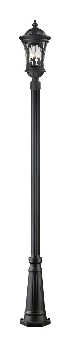 Doma 3-Light Outdoor Post-Light in Black with Water Glass Glass - Lamps Expo