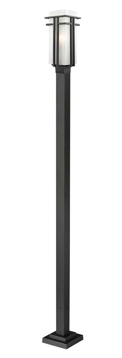 Abbey 1-Light Outdoor Post-Light in Black with Matte Opal Glass - Lamps Expo